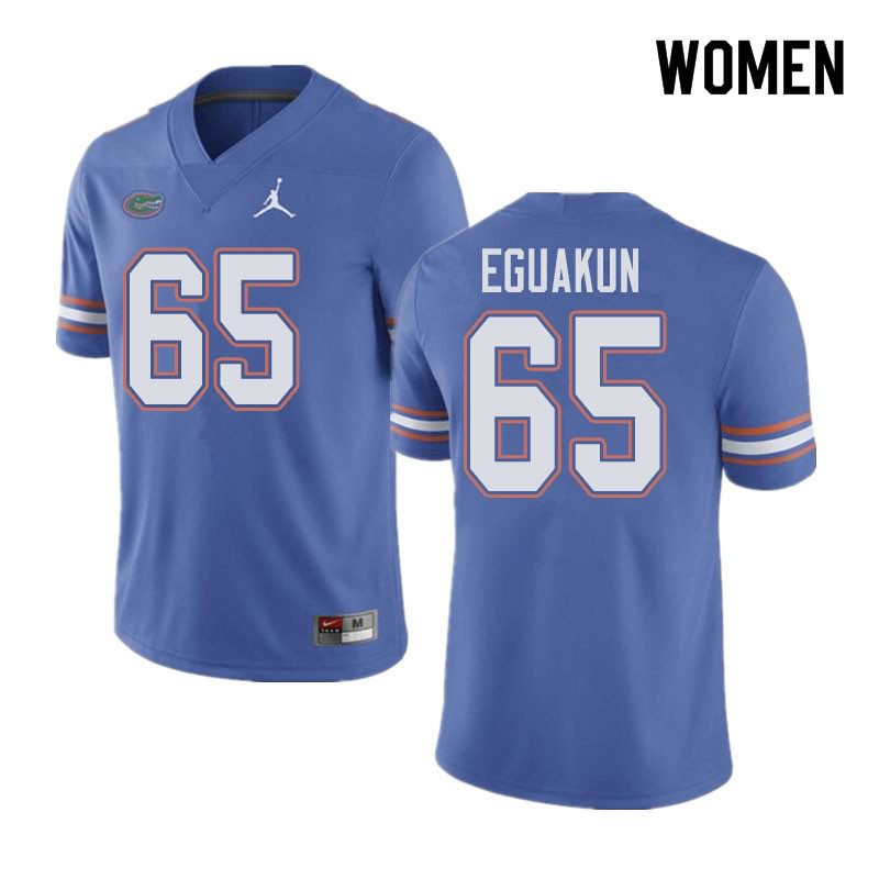 NCAA Florida Gators Kingsley Eguakun Women's #65 Jordan Brand Blue Stitched Authentic College Football Jersey SBG6664IS